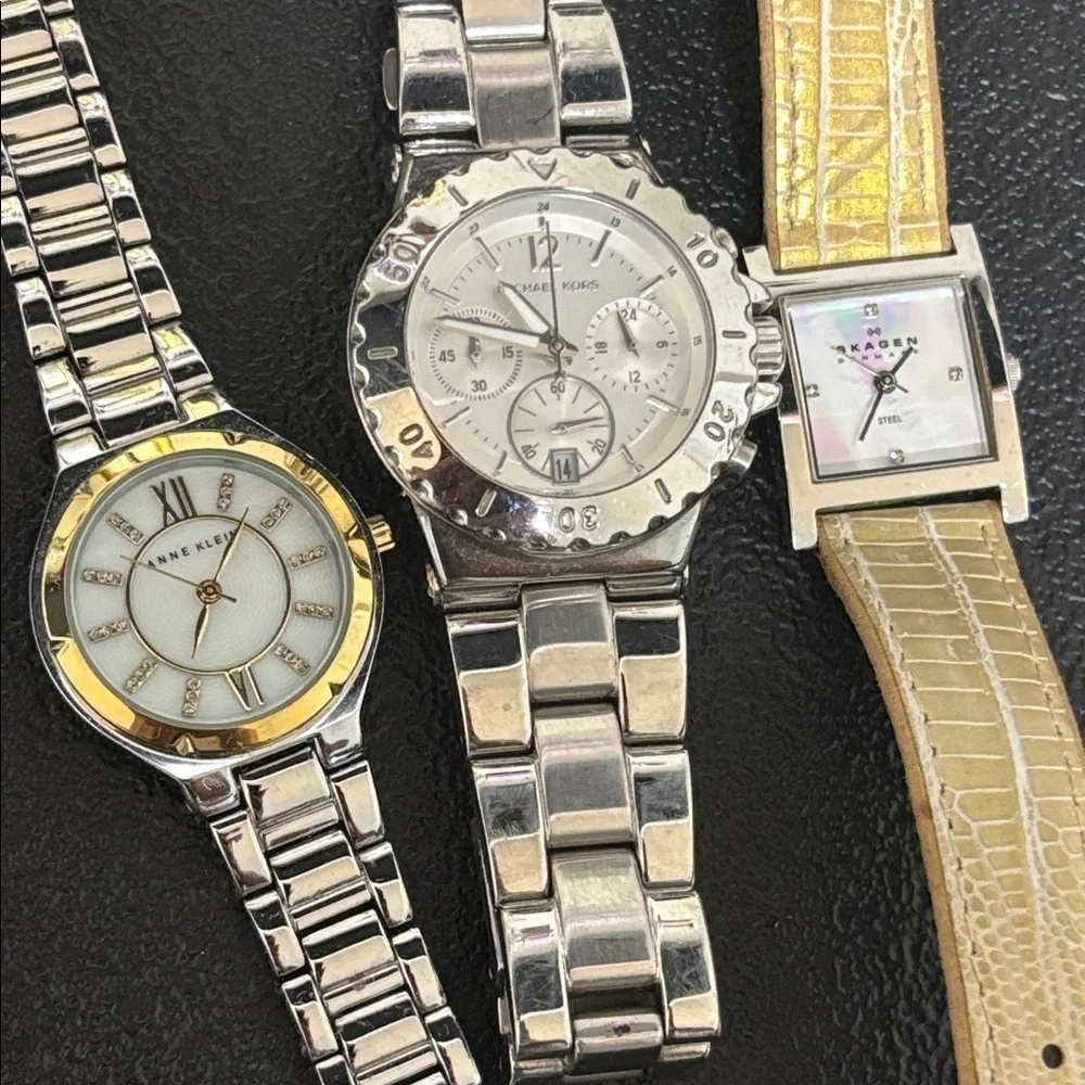 Skagen Michael Kors Anne Klein Bundle Lot 3 Watches Need Battery Stainless Link​